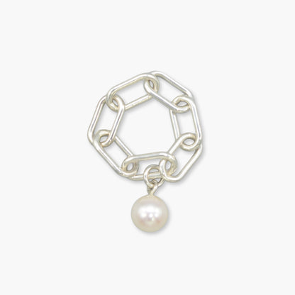 pearl × chain ring (white)　