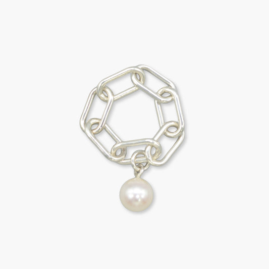 pearl × chain ring (white)　