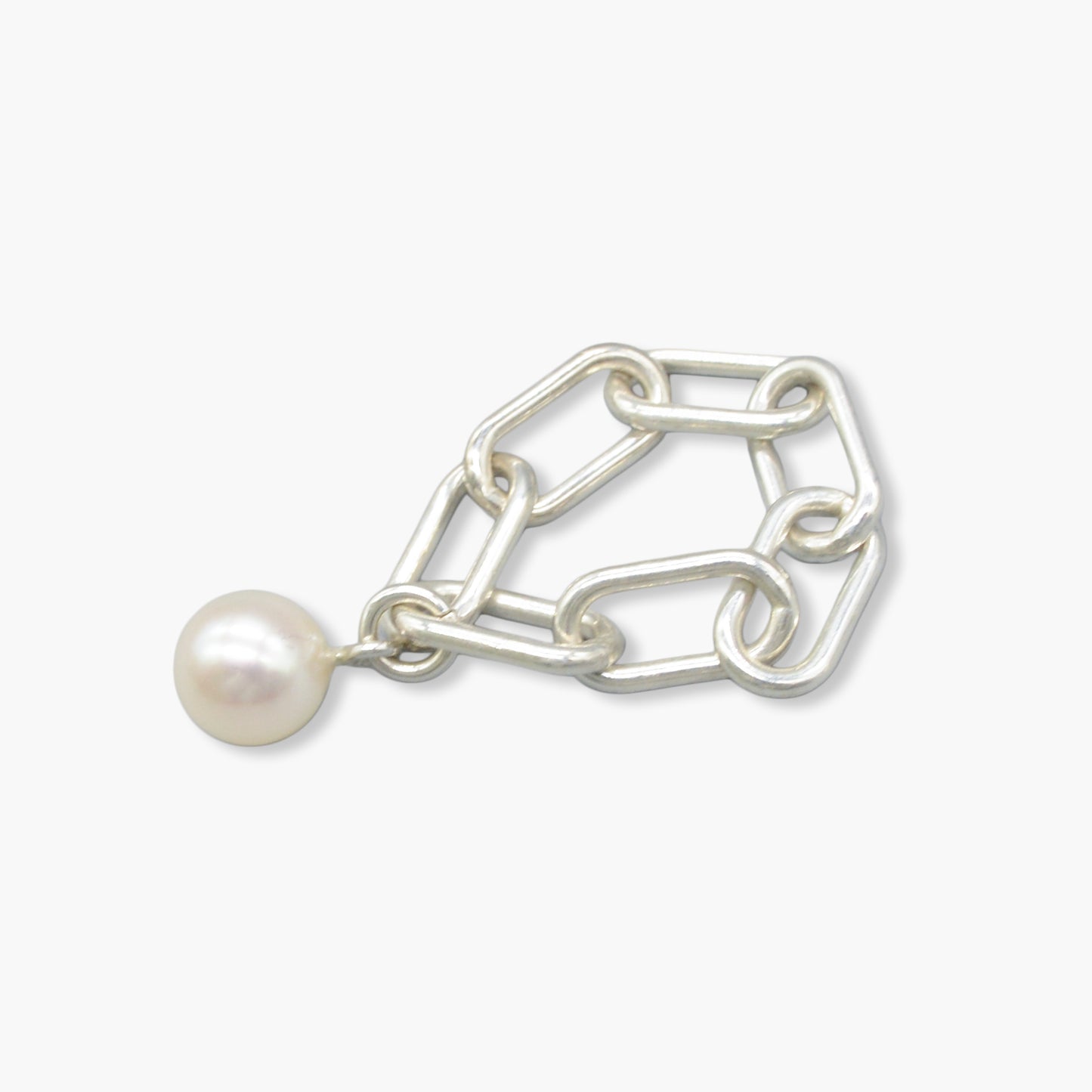 pearl × chain ring (white)　