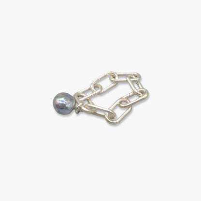 pearl × chain ring (natural blue)