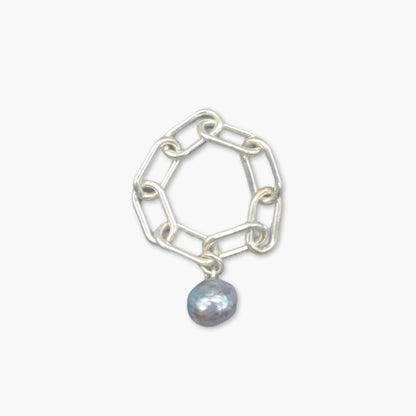pearl × chain ring (natural blue)