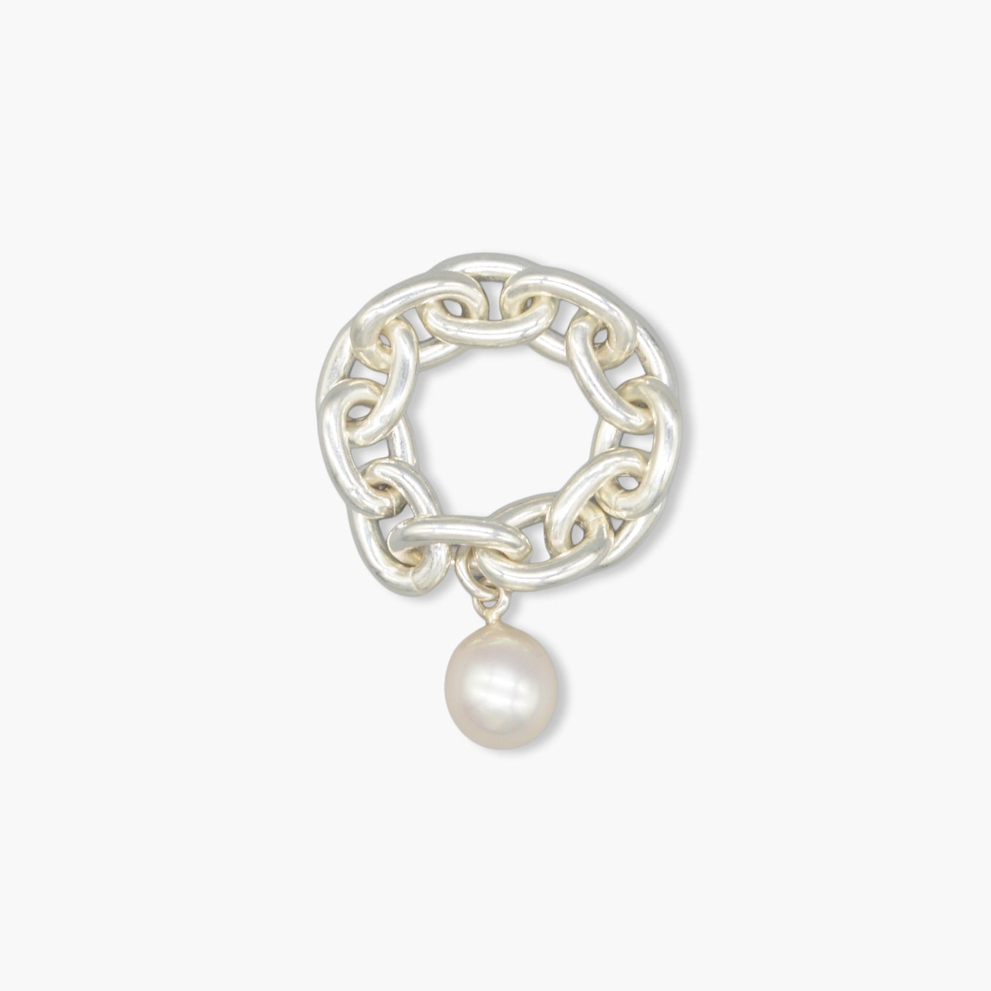 pearl × chain ring (white)