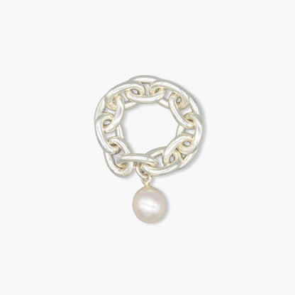 pearl × chain ring (white)