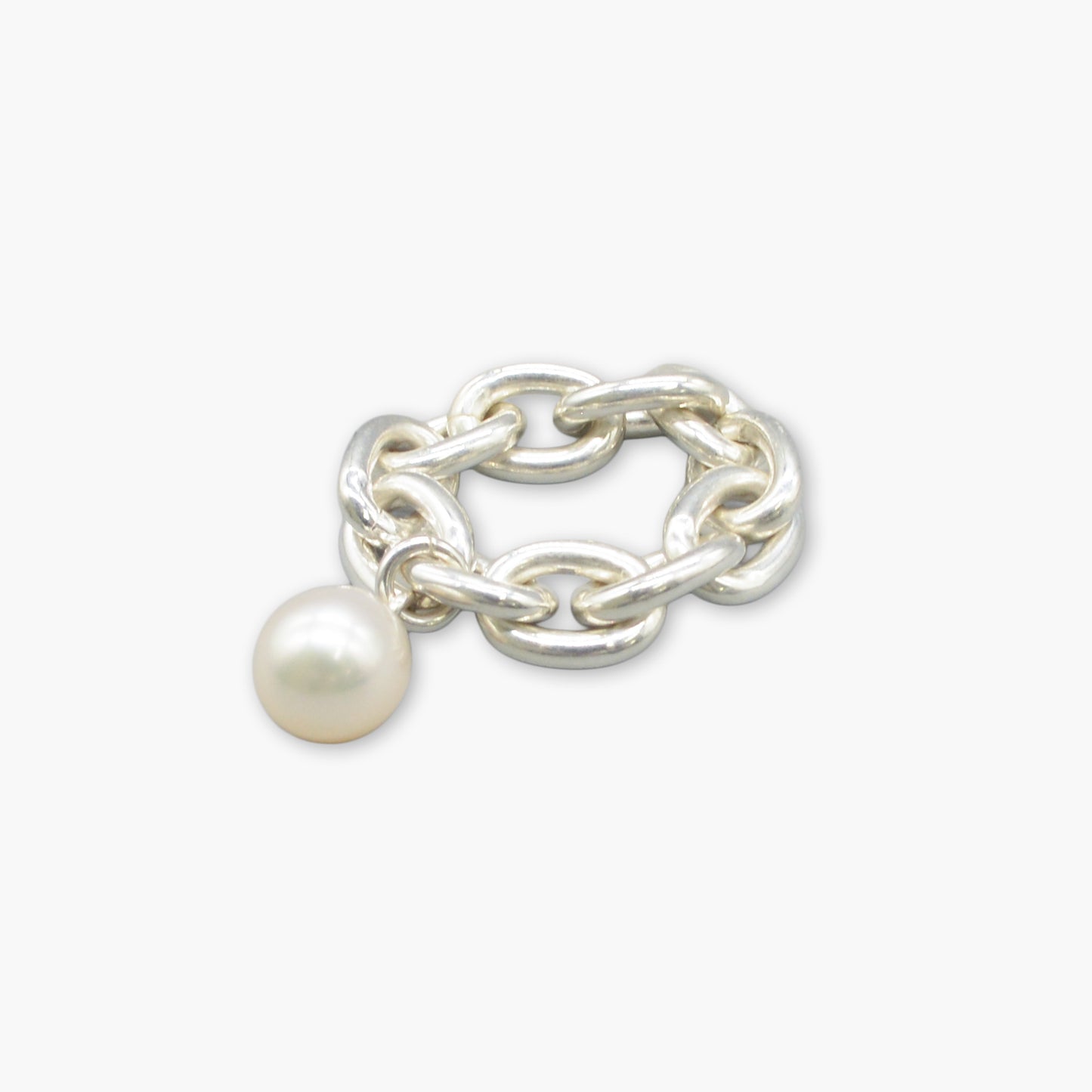 pearl × chain ring (white)