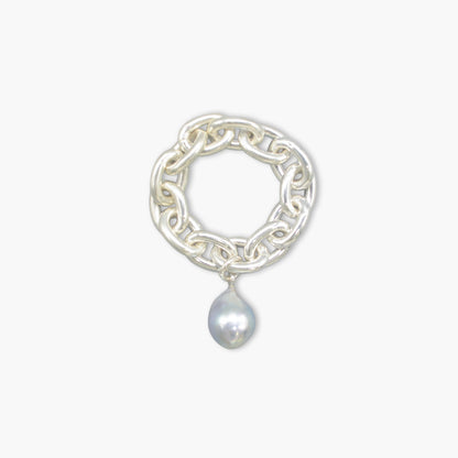 pearl × chain ring (natural blue)