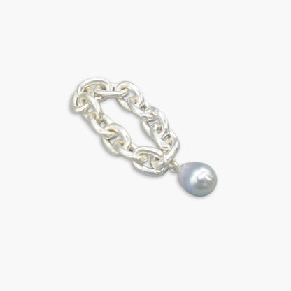 pearl × chain ring (natural blue)