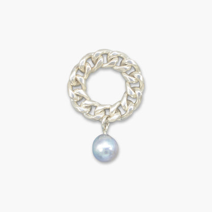 pearl × chain ring (natural blue)