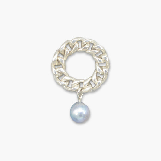 pearl × chain ring (natural blue)